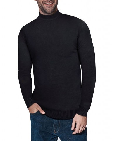 Men's Basic Mock Neck Midweight Pullover Sweater Black $35.10 Sweaters