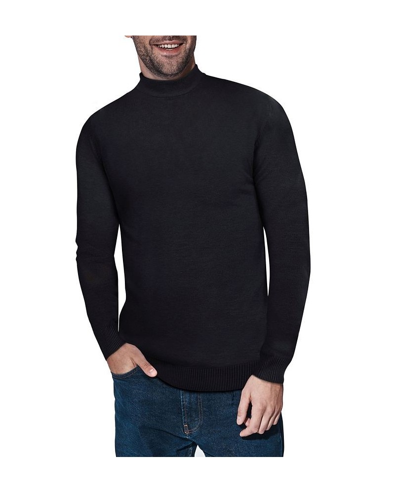 Men's Basic Mock Neck Midweight Pullover Sweater Black $35.10 Sweaters