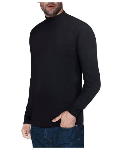 Men's Basic Mock Neck Midweight Pullover Sweater Black $35.10 Sweaters