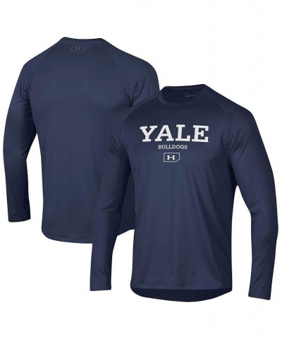 Men's Navy Yale Bulldogs Lockup Tech Raglan Long Sleeve T-shirt $26.40 T-Shirts