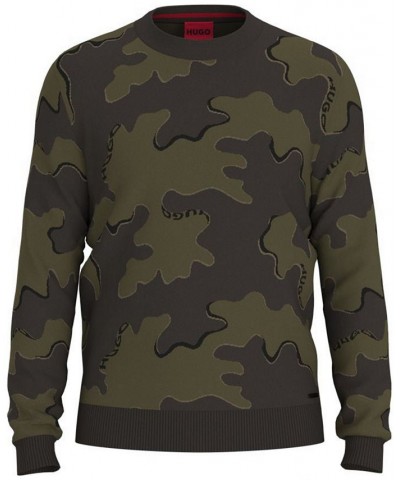 Men's Scubo Crewneck Relaxed-Fit Camo Sweater Green $59.25 Sweaters