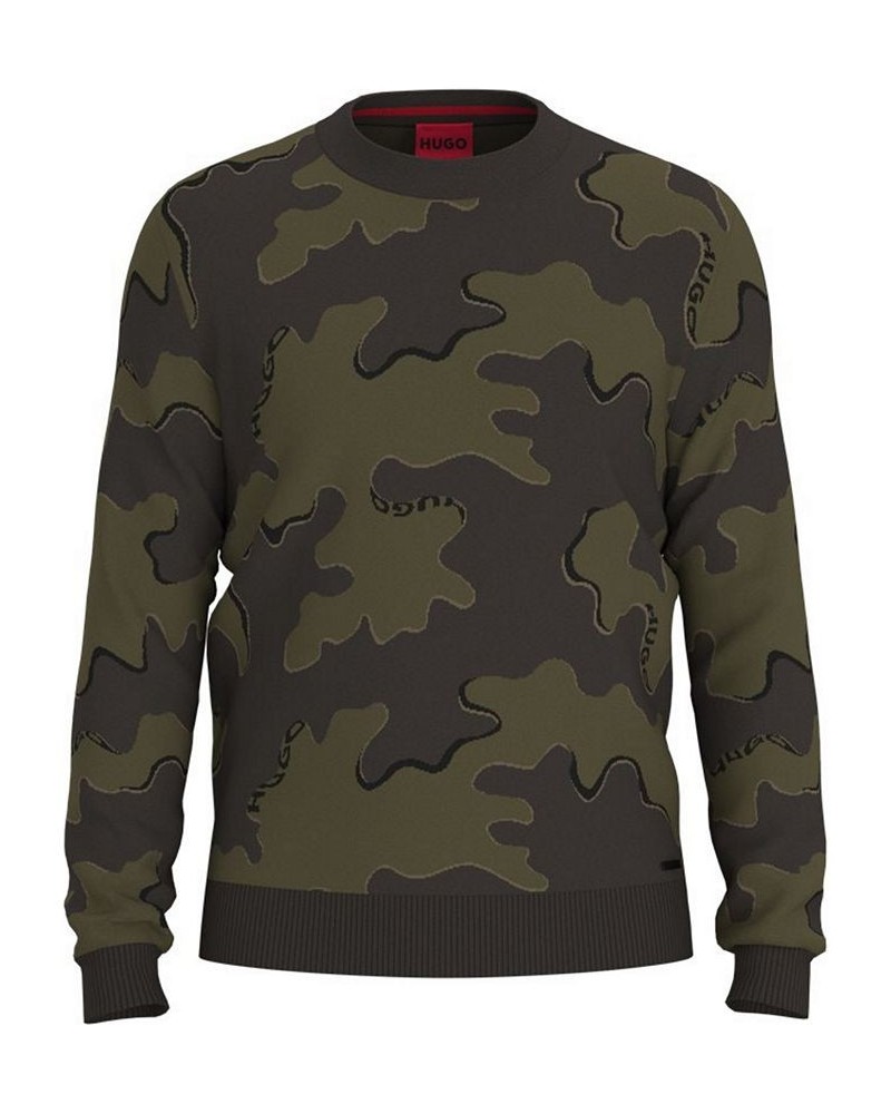 Men's Scubo Crewneck Relaxed-Fit Camo Sweater Green $59.25 Sweaters