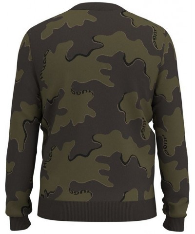 Men's Scubo Crewneck Relaxed-Fit Camo Sweater Green $59.25 Sweaters