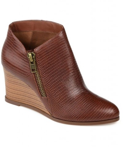 Women's Glam Wedge Bootie Brown $36.30 Shoes