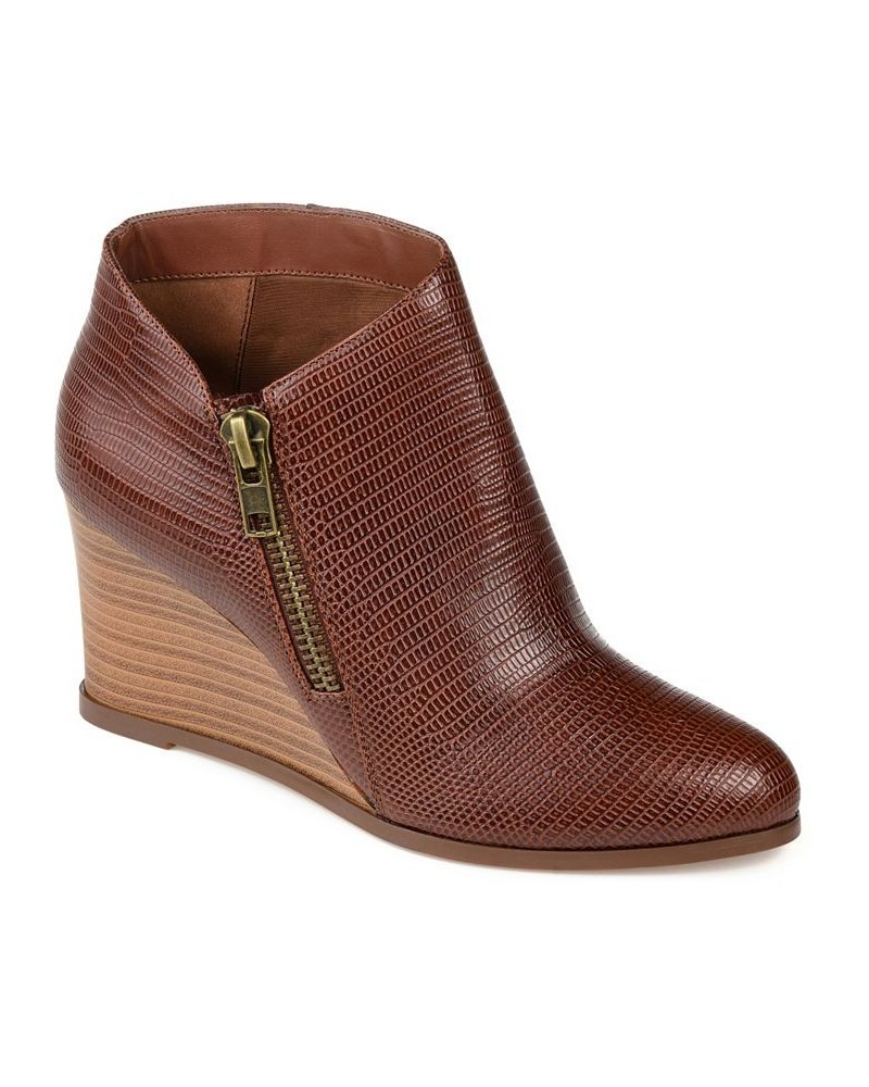 Women's Glam Wedge Bootie Brown $36.30 Shoes