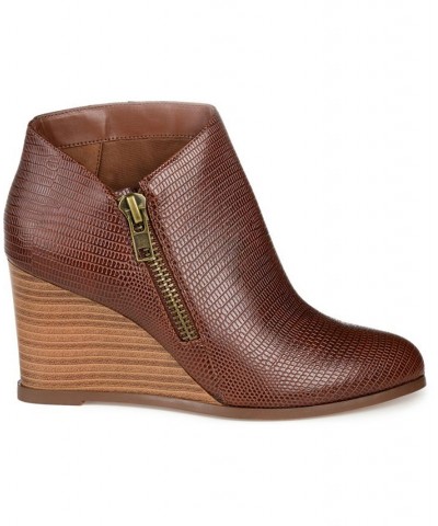 Women's Glam Wedge Bootie Brown $36.30 Shoes