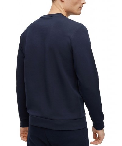 BOSS Men's Cotton-Blend Color-Blocked Logo Sweatshirt Blue $63.84 Sweatshirt