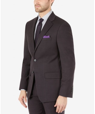 Men's Skinny Eggplant Wool Suit Separates Purple $60.80 Suits