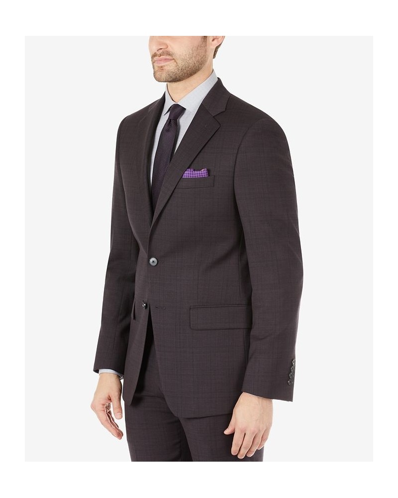 Men's Skinny Eggplant Wool Suit Separates Purple $60.80 Suits