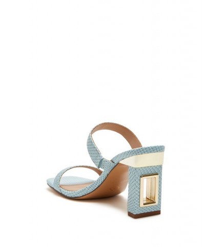 Women's The Hollow Slip-on Heel Sandal Blue $52.36 Shoes