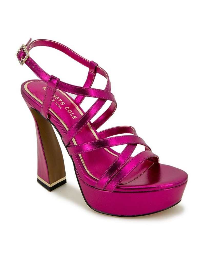 Women's Allen Strappy Platform Sandals Pink $67.05 Shoes