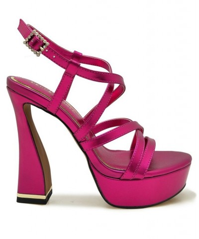 Women's Allen Strappy Platform Sandals Pink $67.05 Shoes