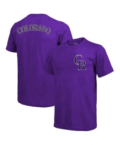 Men's Threads Purple Colorado Rockies Throwback Logo Tri-Blend T-shirt $28.59 T-Shirts