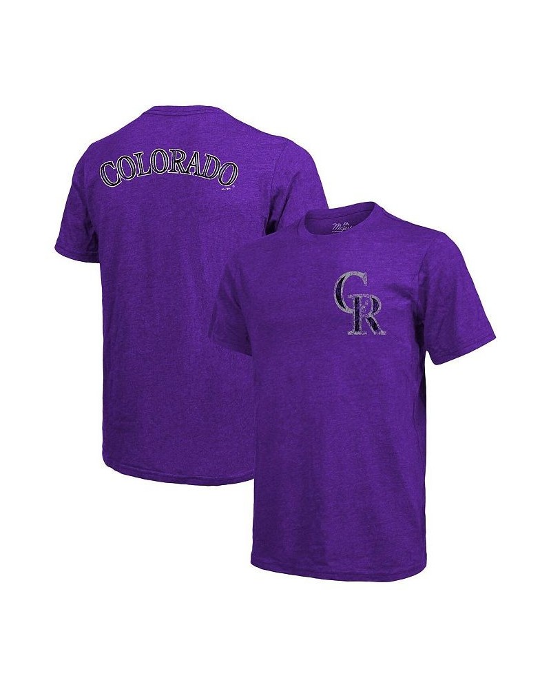 Men's Threads Purple Colorado Rockies Throwback Logo Tri-Blend T-shirt $28.59 T-Shirts