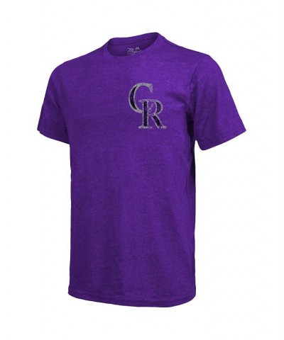 Men's Threads Purple Colorado Rockies Throwback Logo Tri-Blend T-shirt $28.59 T-Shirts