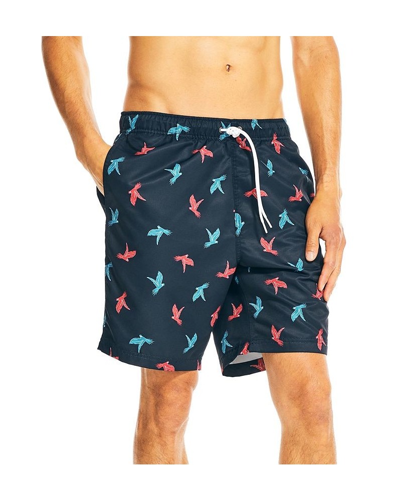 Men's 8" Parrot-Print Elastic-Waist Swim Trunk Blue $23.85 Swimsuits