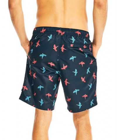 Men's 8" Parrot-Print Elastic-Waist Swim Trunk Blue $23.85 Swimsuits