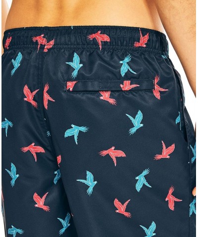 Men's 8" Parrot-Print Elastic-Waist Swim Trunk Blue $23.85 Swimsuits