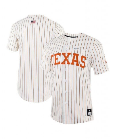 Men's White Texas Longhorns Pinstripe Replica Full-Button Baseball Jersey $55.20 Jersey