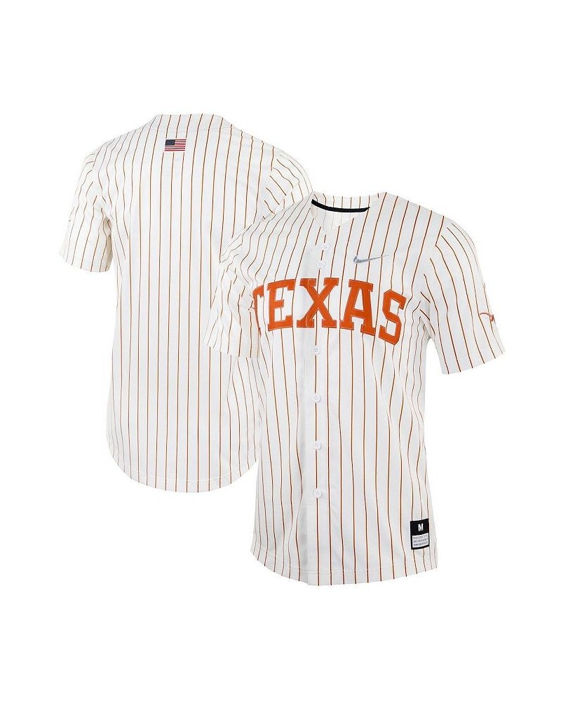 Men's White Texas Longhorns Pinstripe Replica Full-Button Baseball Jersey $55.20 Jersey