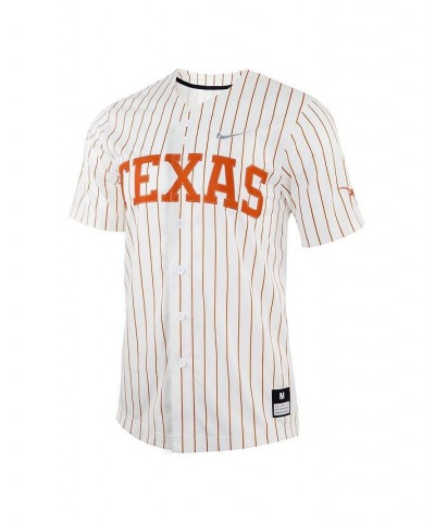 Men's White Texas Longhorns Pinstripe Replica Full-Button Baseball Jersey $55.20 Jersey