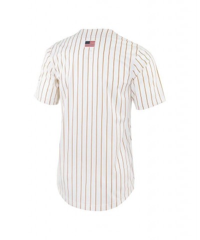 Men's White Texas Longhorns Pinstripe Replica Full-Button Baseball Jersey $55.20 Jersey