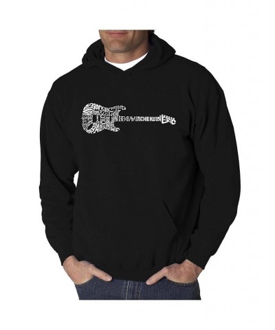 Men's Word Art Hooded Sweatshirt - Rock Guitar Black $24.60 Sweatshirt