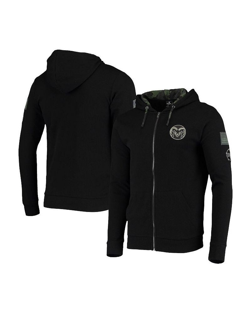 Men's Black Colorado State Rams OHT Military-Inspired Appreciation Waffle Full-Zip Hoodie $23.10 Sweatshirt