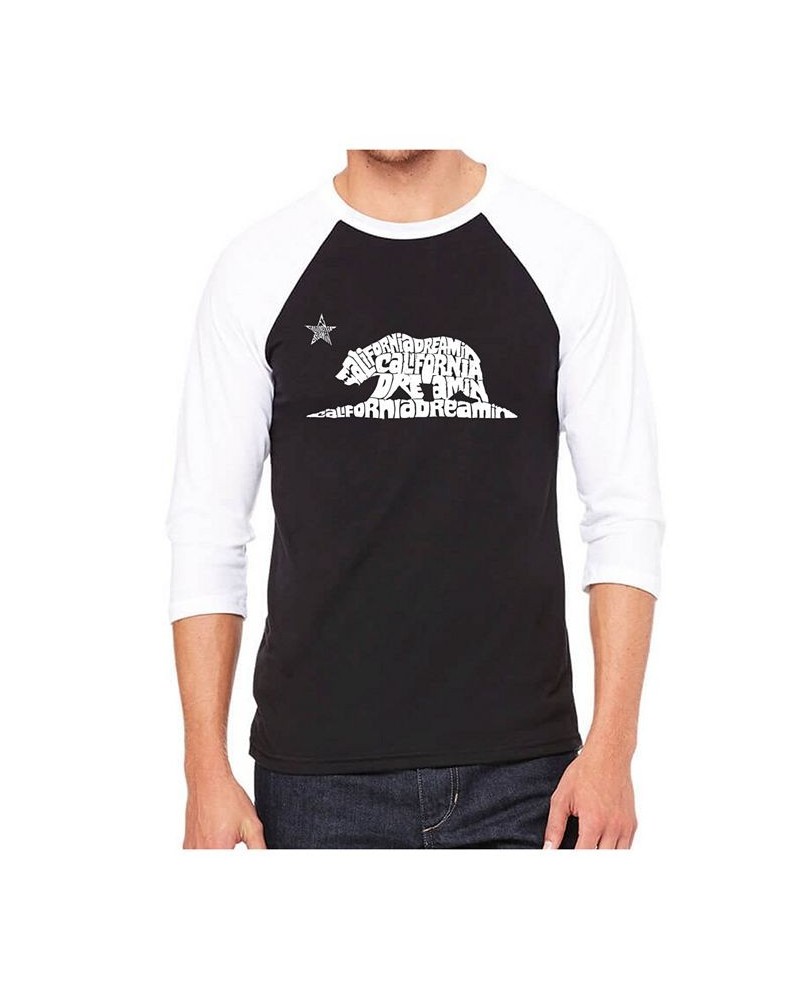 California Dreaming Men's Raglan Word Art T-shirt Black $26.99 T-Shirts