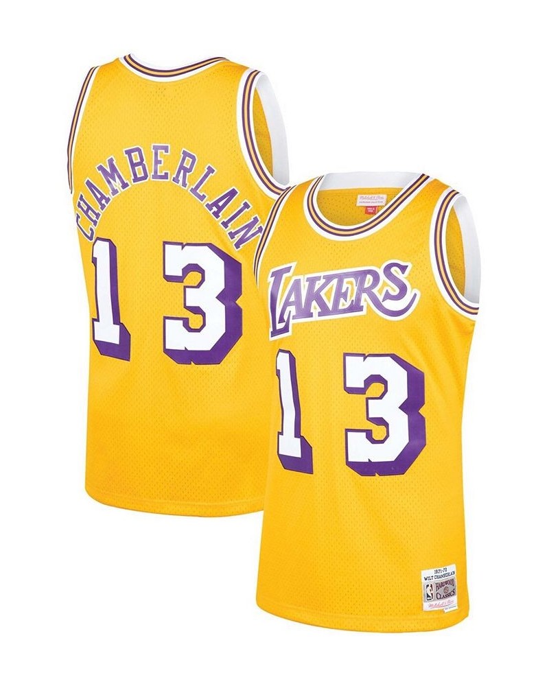 Men's Wilt Chamberlain Gold Los Angeles Lakers 1971-72 Hardwood Classics Swingman Player Jersey $54.39 Jersey