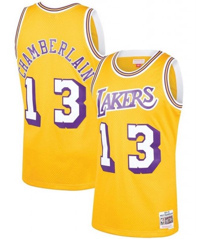 Men's Wilt Chamberlain Gold Los Angeles Lakers 1971-72 Hardwood Classics Swingman Player Jersey $54.39 Jersey