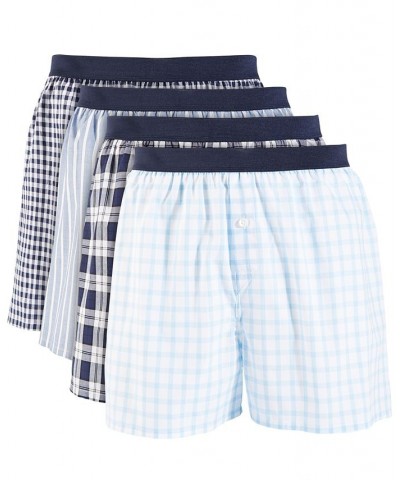 Men's 4-Pk. Cotton Boxers Blue $10.50 Underwear