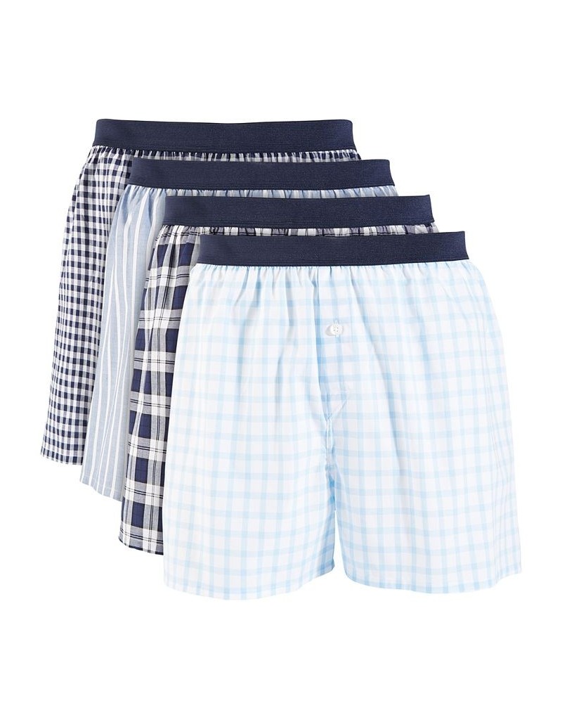 Men's 4-Pk. Cotton Boxers Blue $10.50 Underwear