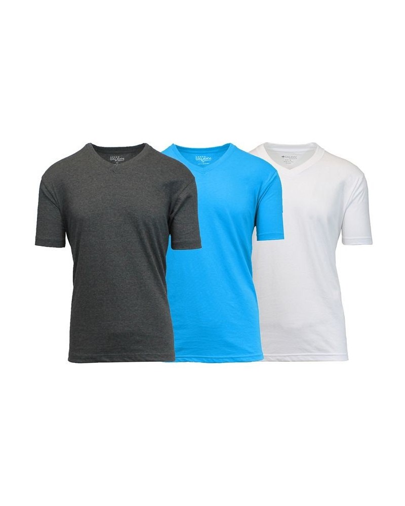 Men's Short Sleeve V-Neck T-shirt, Pack of 3 Charcoal-White-Aqua Brown $23.20 T-Shirts