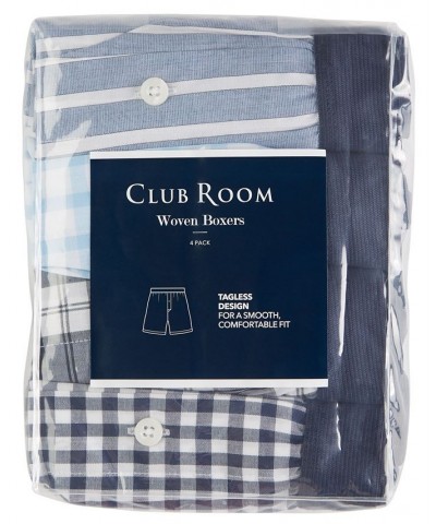 Men's 4-Pk. Cotton Boxers Blue $10.50 Underwear