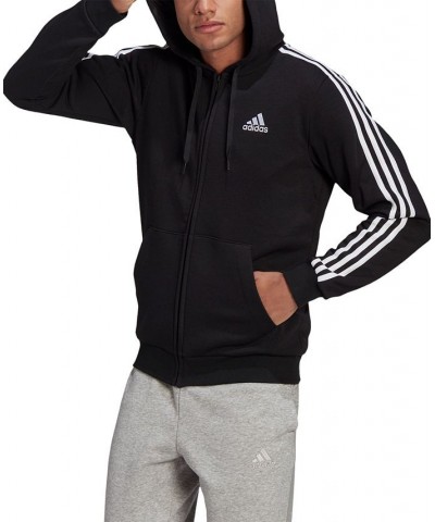 Men's Essentials Full-Zip Hoodie Black/White $28.86 Sweatshirt