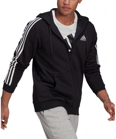 Men's Essentials Full-Zip Hoodie Black/White $28.86 Sweatshirt