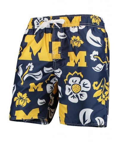 Men's Navy Michigan Wolverines Floral Volley Swim Trunks $37.09 Swimsuits