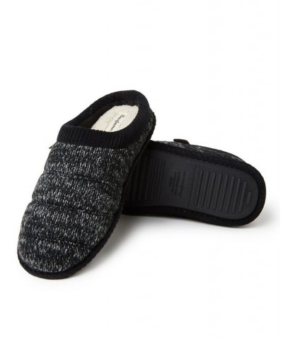 Men's Asher Quilted Marled Knit Clog Slippers Black $23.00 Shoes