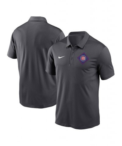 Men's Anthracite Chicago Cubs Diamond Icon Franchise Performance Polo Shirt $34.44 Polo Shirts