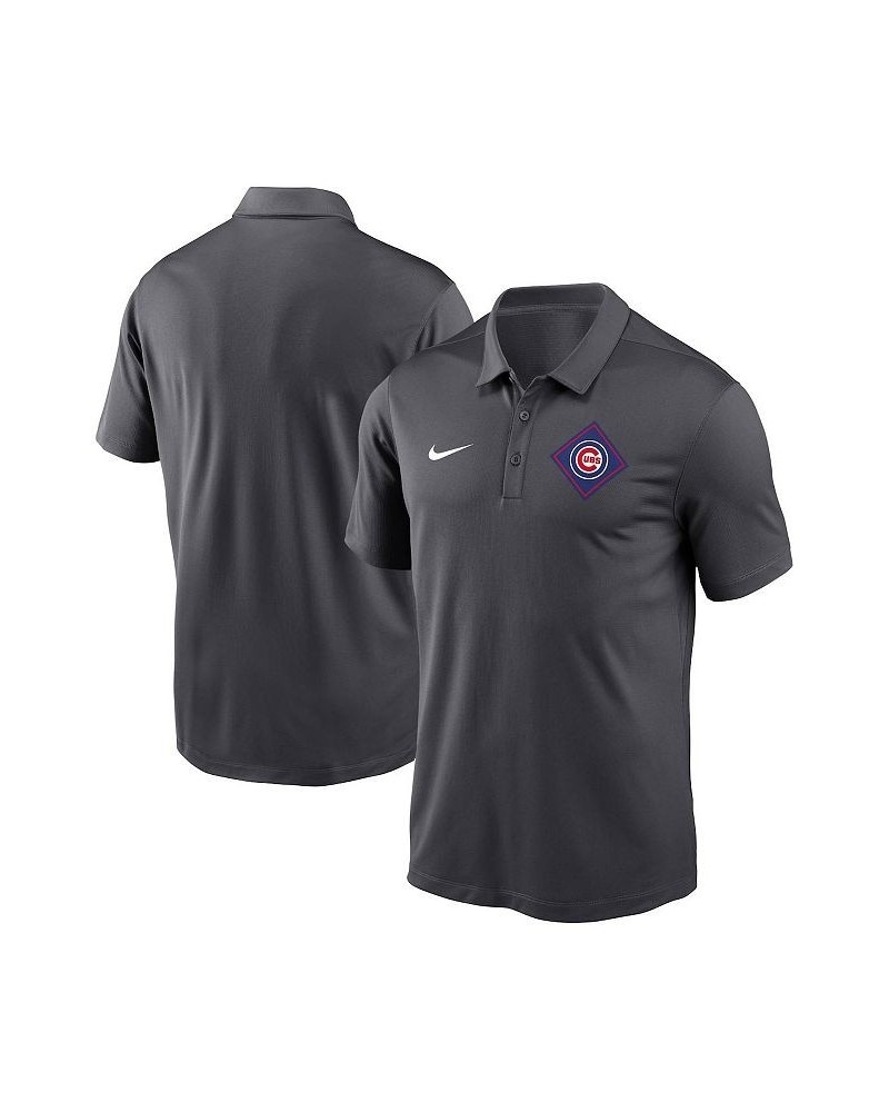 Men's Anthracite Chicago Cubs Diamond Icon Franchise Performance Polo Shirt $34.44 Polo Shirts