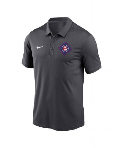 Men's Anthracite Chicago Cubs Diamond Icon Franchise Performance Polo Shirt $34.44 Polo Shirts