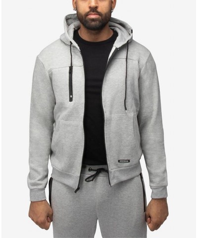 Men's Fleece Full-Zip Hoodie with Chest Pocket Gray $20.40 Sweatshirt