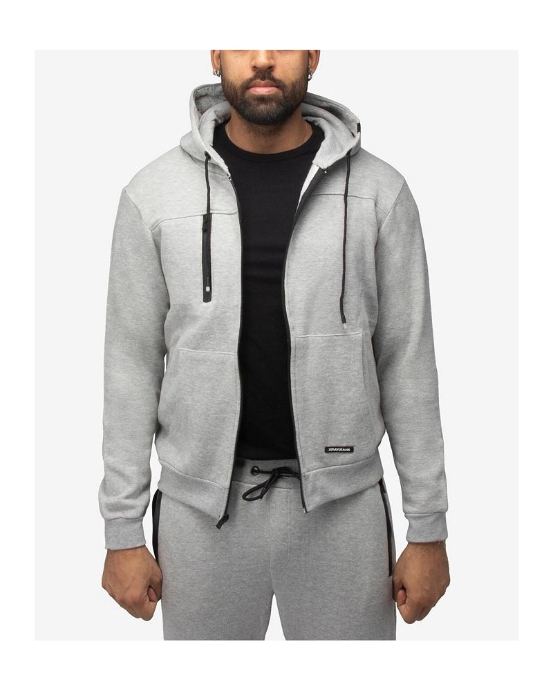 Men's Fleece Full-Zip Hoodie with Chest Pocket Gray $20.40 Sweatshirt