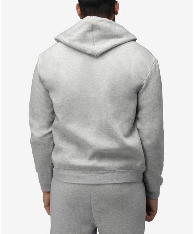 Men's Fleece Full-Zip Hoodie with Chest Pocket Gray $20.40 Sweatshirt