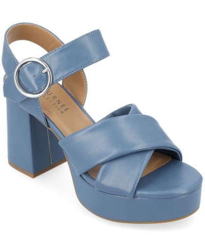 Women's Akeely Platform Sandals Blue $48.40 Shoes