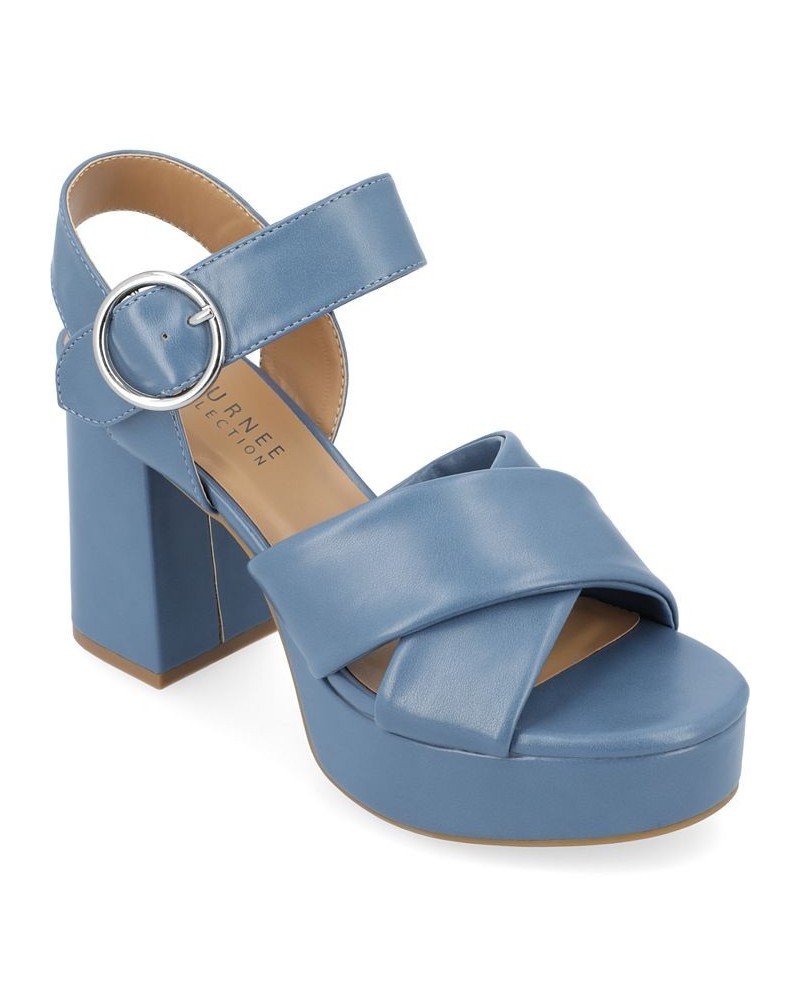 Women's Akeely Platform Sandals Blue $48.40 Shoes