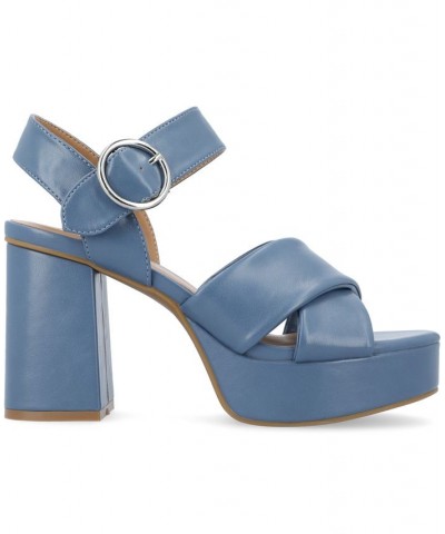 Women's Akeely Platform Sandals Blue $48.40 Shoes