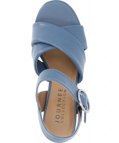 Women's Akeely Platform Sandals Blue $48.40 Shoes