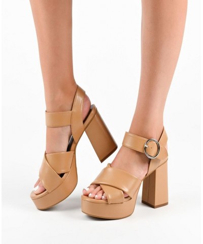 Women's Akeely Platform Sandals Blue $48.40 Shoes